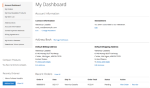 Magneto 2 Account Dashboard