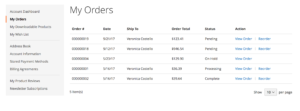 Magento 2 Customer Orders