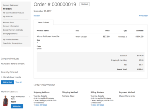 Magento 2 Customer Orders