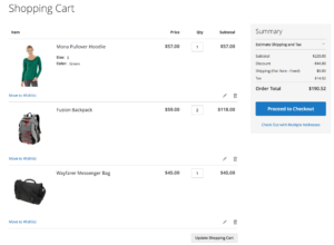 Default Magento 2 cart page